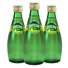 苏宁易购 巴黎水 Perrier 气泡矿泉水 青柠味玻璃瓶装 330ML*24瓶 2人成团：119元包邮