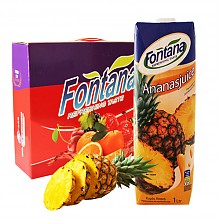 京东商城 芳塔娜（Fontana）菠萝汁1L*4瓶 整箱礼盒装 塞浦路斯进口 果汁饮料 36.9元