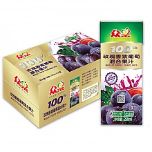 京东商城 众果 100%纯果汁 玫瑰香紫葡萄混合果汁（250ml×24盒） 19.9元