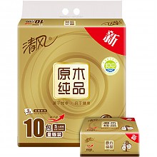 京东商城 清风（APP）抽纸 原木纯品金装系列 3层120抽纸巾*10包 19.8元