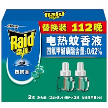 京东商城 Raid 雷达 电热蚊香液 替换装112晚 桉树香型 *2件 14.9元（2件5折）