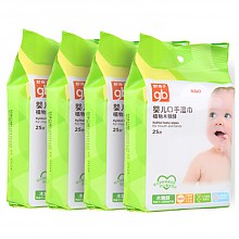 京东商城 gb好孩子婴儿植物木糖醇口手湿巾 25片*4 U1205 *5件 69.5元（合13.9元/件）