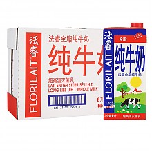 京东商城 京东海外直采 法国原装进口 Florilait 法睿全脂纯牛奶 1L*6盒 45元