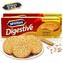 京东商城 临期品、至10月25日：Mcvitie’s 麦维他 高纤全麦消化饼干 400g*2袋 14.8元，可99-50