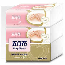 京东商城 五月花(May Flower) 抽纸 妇婴3层170抽面巾纸*3包（大规格） 14.9元