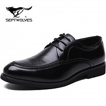 京东商城 七匹狼（SEPTWOLVES）男士商务休闲鞋正装鞋系带皮鞋 黑色 40 169元