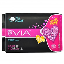 京东商城 薇尔VIA 超长夜用卫生巾 绵柔超吸系列 熟睡透气 410mm*3片（维达出品） 4.5元