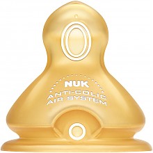 京东商城 NUK宽口径奶嘴乳胶防胀气0-6个月中圆孔（两枚装） *4件 100元（合25元/件）