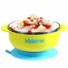 京东商城 亲亲我 (kidsme )儿童不锈钢餐具吸盘碗 宝宝训练辅食碗（绿） *2件 39元（合19.5元/件）