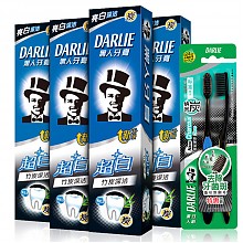 京东商城 黑人（DARLIE）超白牙膏套装（竹炭深洁120g*4+炭丝深洁牙刷*2) 36元