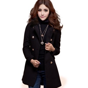   冬装新款韩版女装毛呢大衣中长款呢子修身型外套DG1118