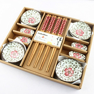 佳百年 寿司竹筷子碟子礼盒餐具12件套装 天猫23元包邮  
