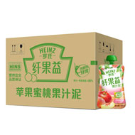 1号店亨氏纤果益苹果蜜桃果汁泥130g*24袋/箱